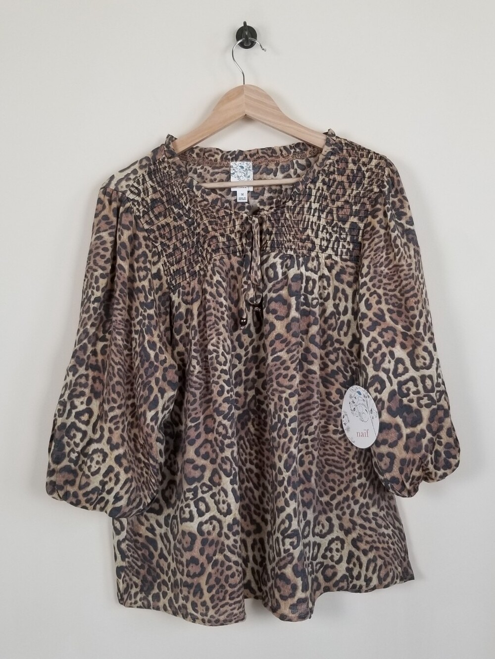 Naif Leopard Print Top 3/4 Balloon Sleeves Size 1X NWT
